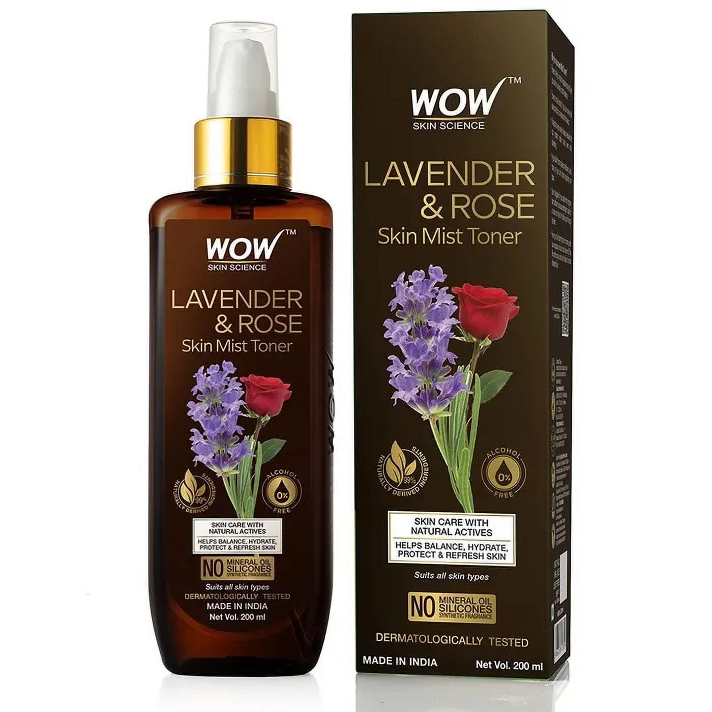 Wow Skin Science Lavender & Rose No Parabens & Sulphate Skin Mist Toner, 200ml