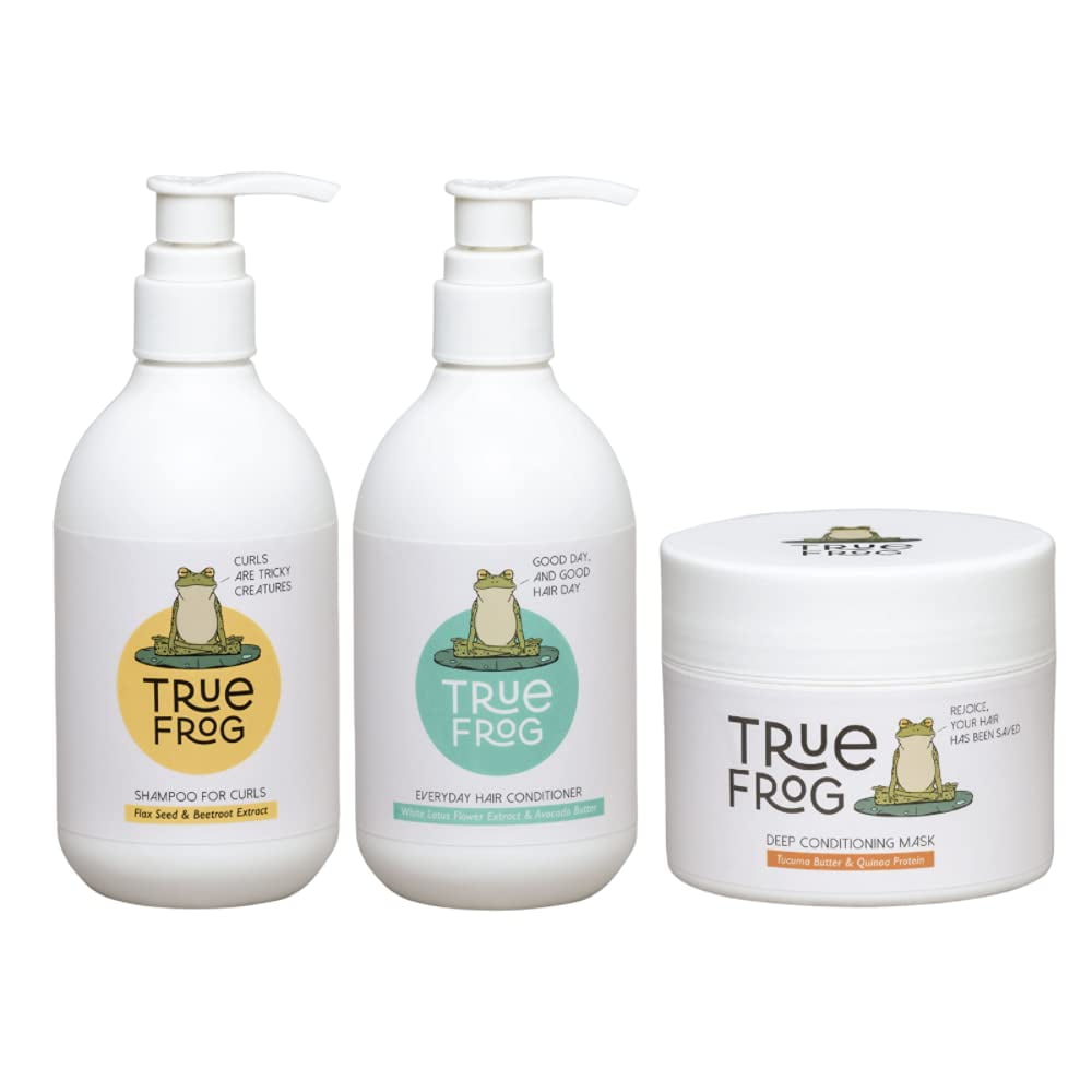 TRue FRoG Shampoo for Curls Everyday Hair Conditioner and Deep Conditioning Mask for Curly Wavy Dry and Frizzy Hair Sulphate and Paraben Free Combo