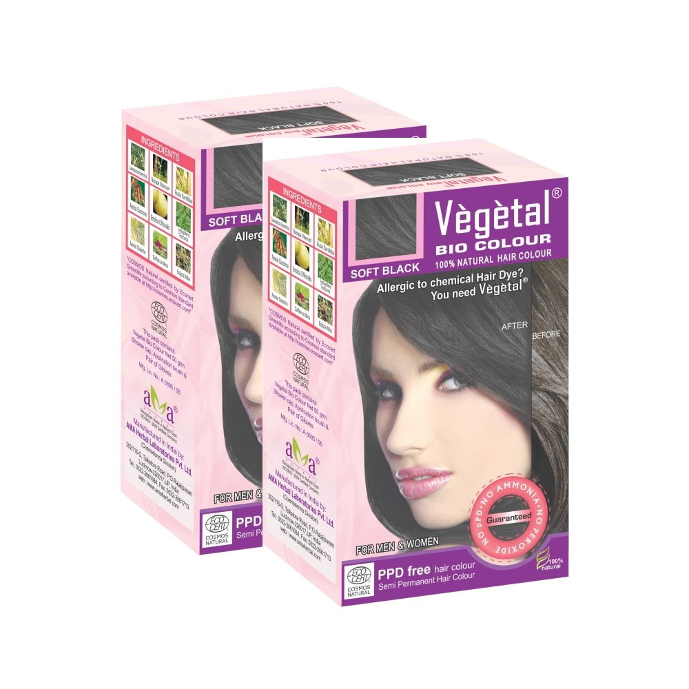 Vegetal Bio Colour Combo (Pack Of 2) (50g, Soft Black)