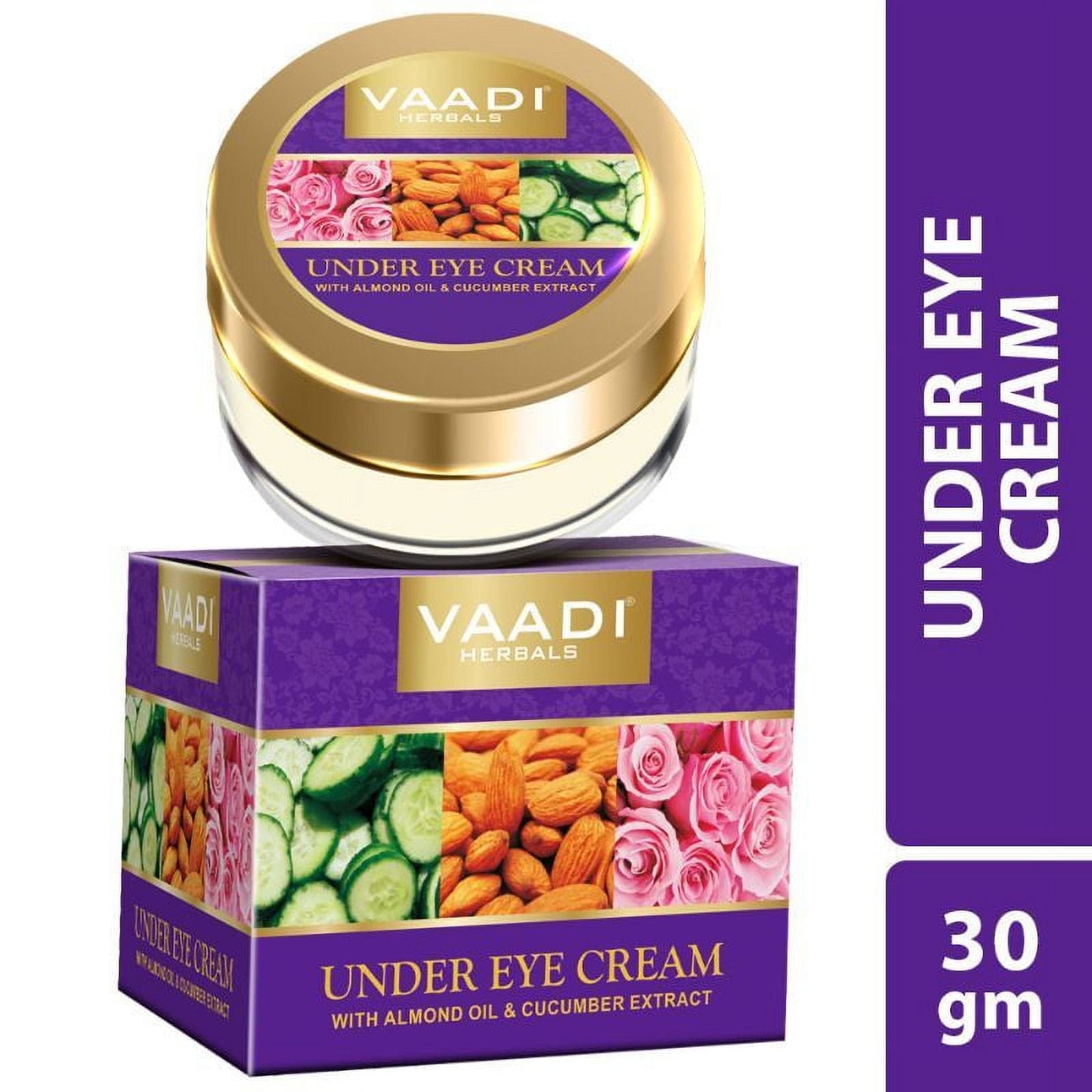 Vaadi Herbals Under Eye Cream - Almond Oil & Cucumber Extract 30gm