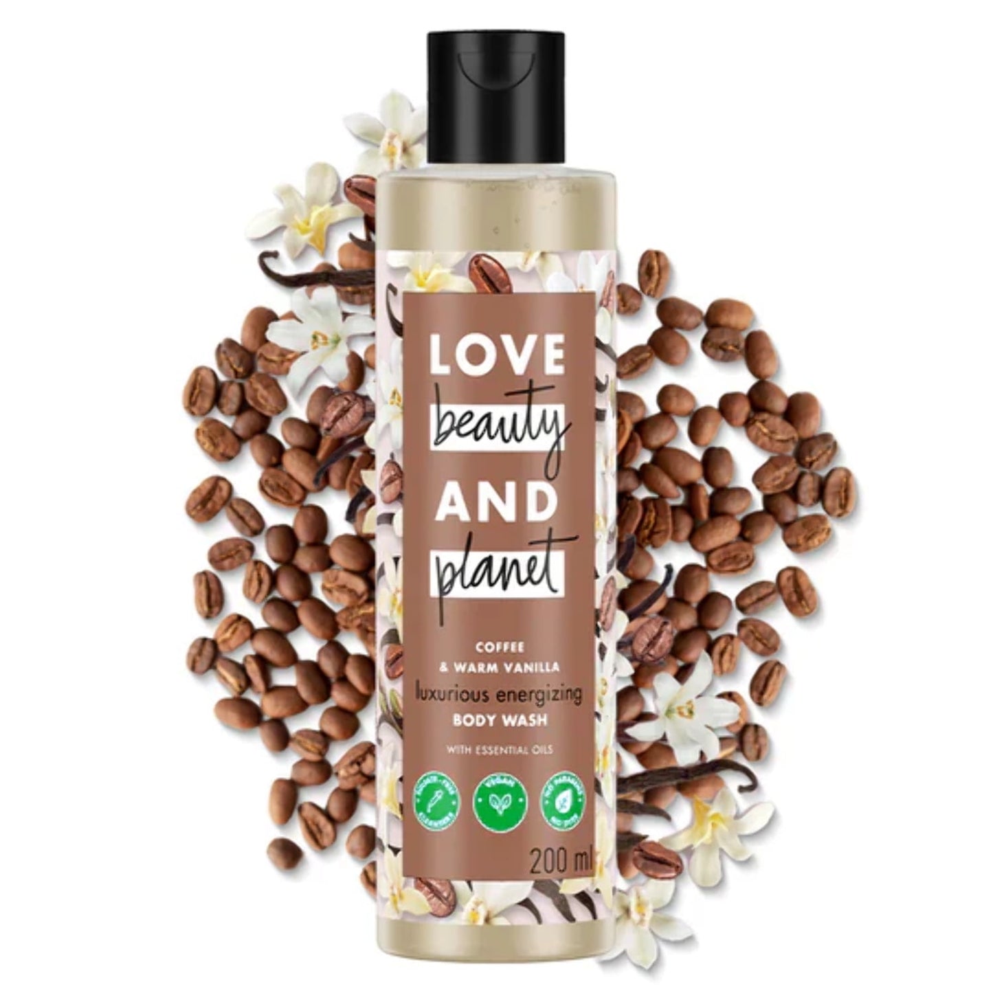 Love Beauty and Planet Coffee & Warm Vanilla Sulfate Free BodyWash (200ml) (Pack of 2)