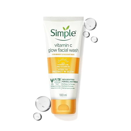Simple Protect N Glow Vitamin C Glow Facial Wash 100ml | 100% Soap-Free Facewash | Bright