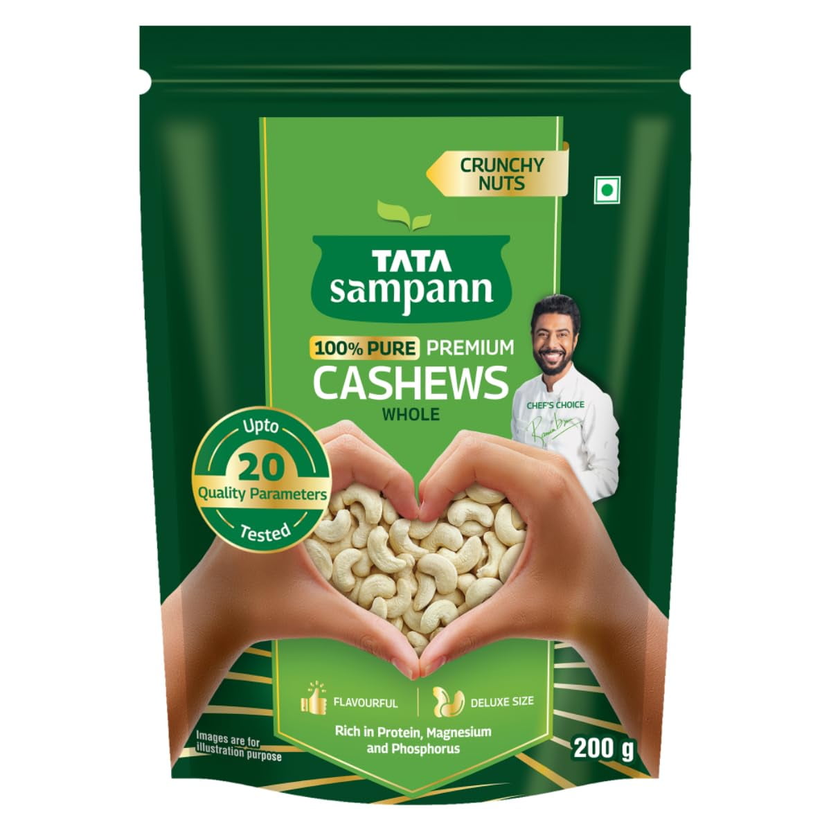 Tata Sampann 100% Pure Premium Cashews Whole, 200G