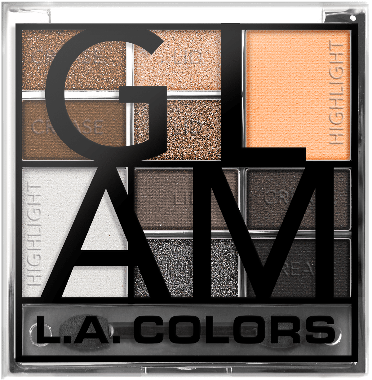 L.A. COLORS Eyeshadow 10 Color Block Palette, Glam, 0.56 fl oz