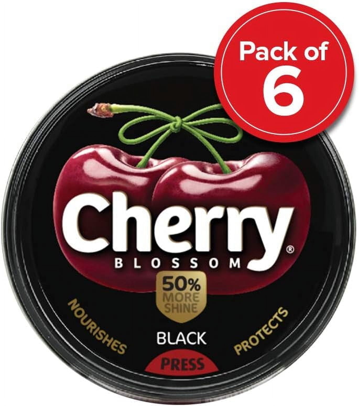 Cherry Blossom Wax Shoe Polish (Black), 15 gm (Pack of 6)