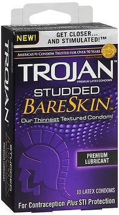 Trojan BareSkin Studded Latex Condoms - 10 ct,