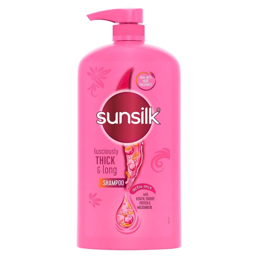 Sunsilk Lusciously Thick & Long Shampoo 1 L, With Keratin, Yoghut Protein and Macadamia Oi