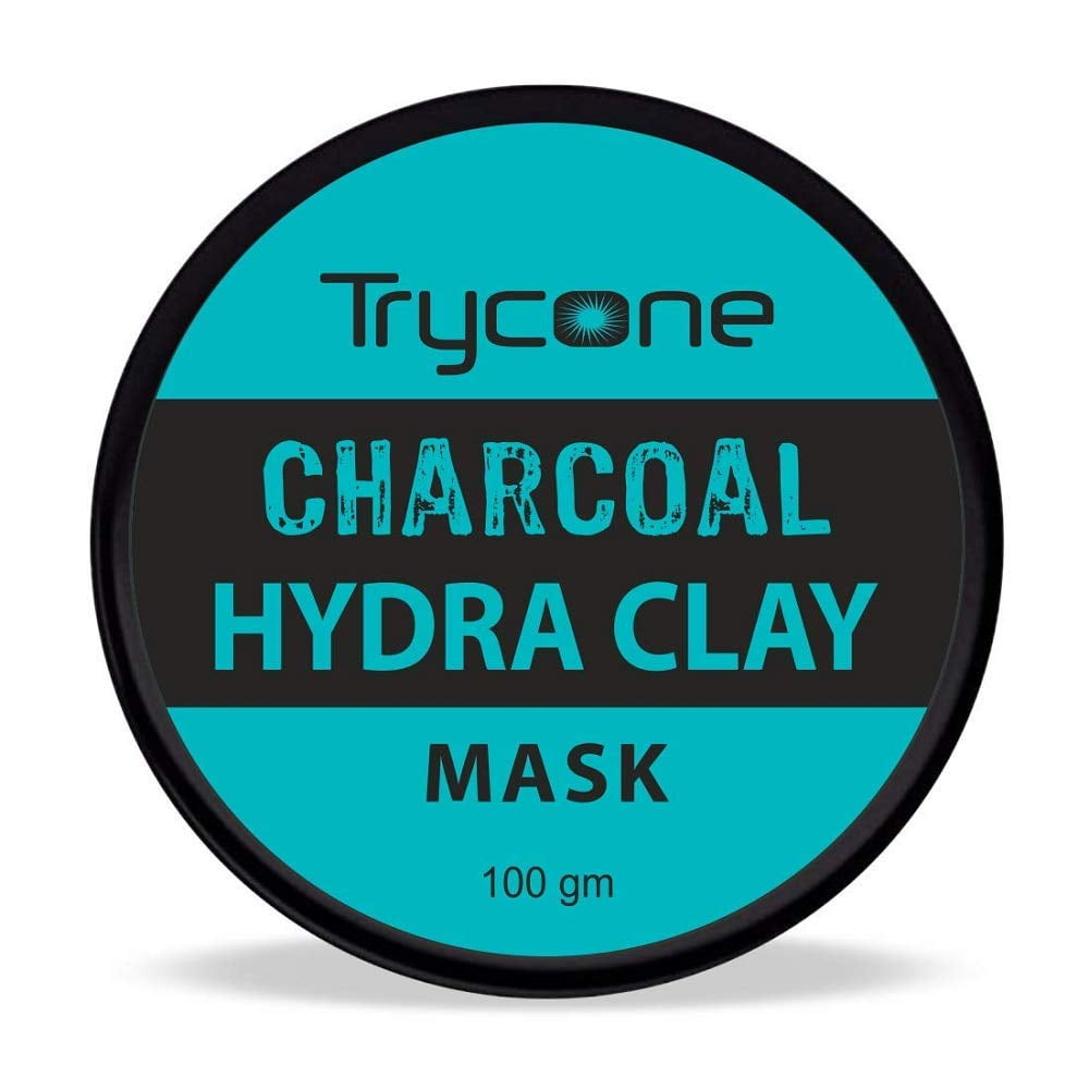 Trycone Activated Charcoal Hydra Clay Mask with Hyaluronic Acid and Tea Tree Oil - 100 Gm
