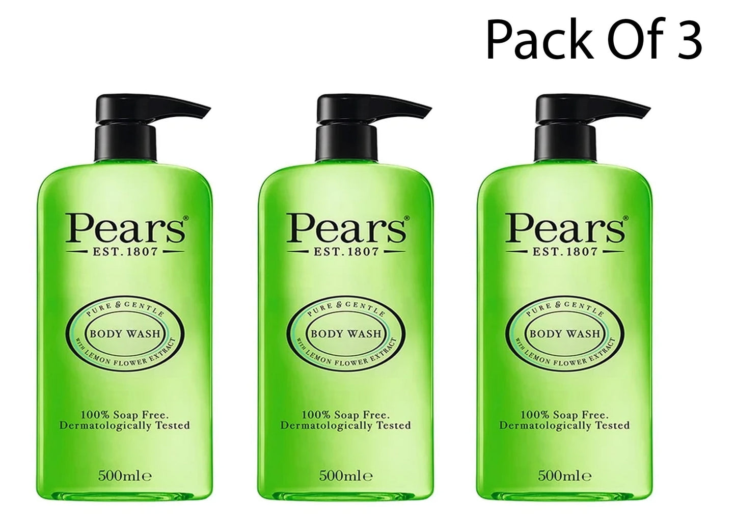 Pears Pure and Gentle BodyWash Lemon Flower Extract 500 ml (Pack Of 3)