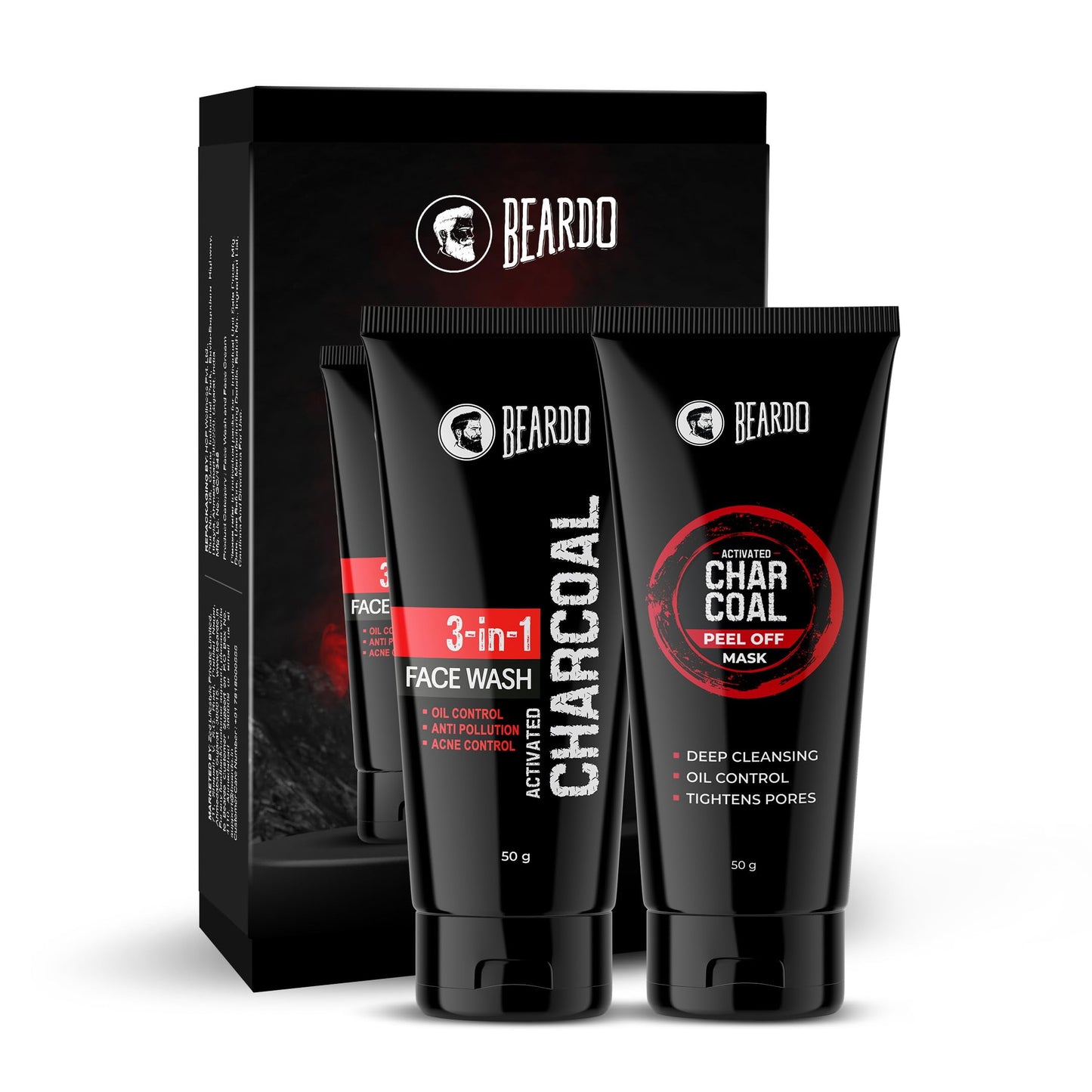 Beardo Charcoal Facewash, 50Ml & Peel Off Mask, 50G| For Deep Pore Cleaning And Removes Di