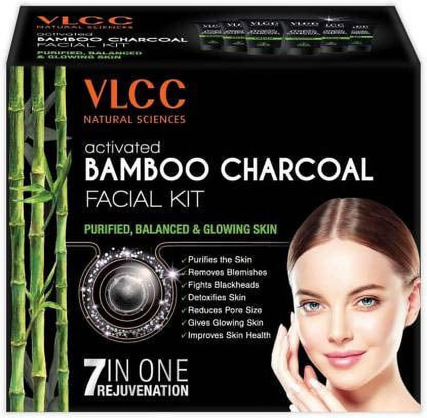 VLCC Activated Bamboo Charcoal Facial Kit For Purified- Balanced & Glowing Skin(60gm)