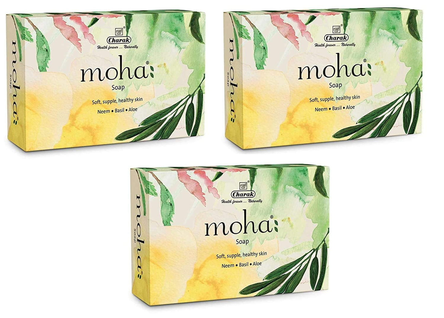 Pamer Moha Herbal Soap 100 Gram X 3 With Goodness Of Aloe Vera Gel, Basil & Neem, Bathing