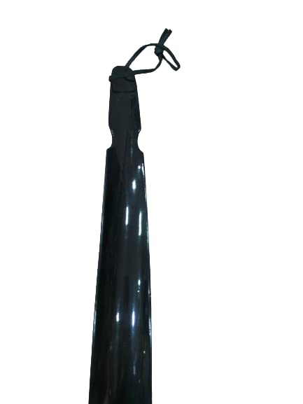 iKonbi Crafted Stylish Shoe Horn in Black Mirror Finish Shade 13 Inches Long with Leather Belt to Hang Made of Horns