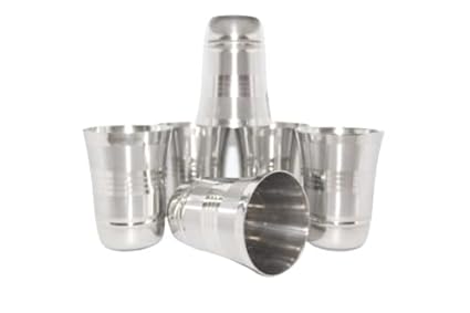 iKonbi Stainless Steel Premium Tool Touch Round Shape Drinking Glass- Set of 6