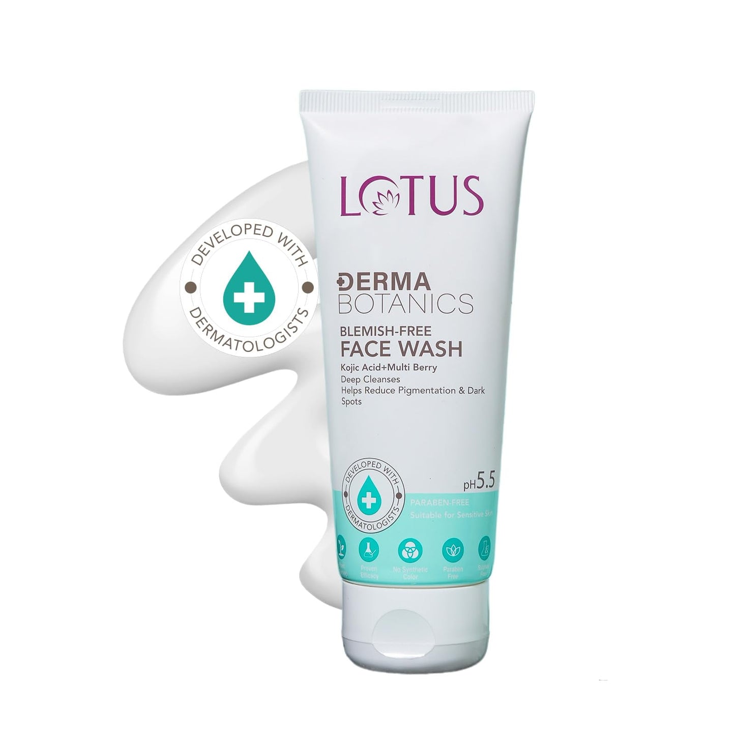 Lotus Dermabotanics Kojic Acid + Multi Berry Blemish - Free FaceWash | Reduces Pigmentatio