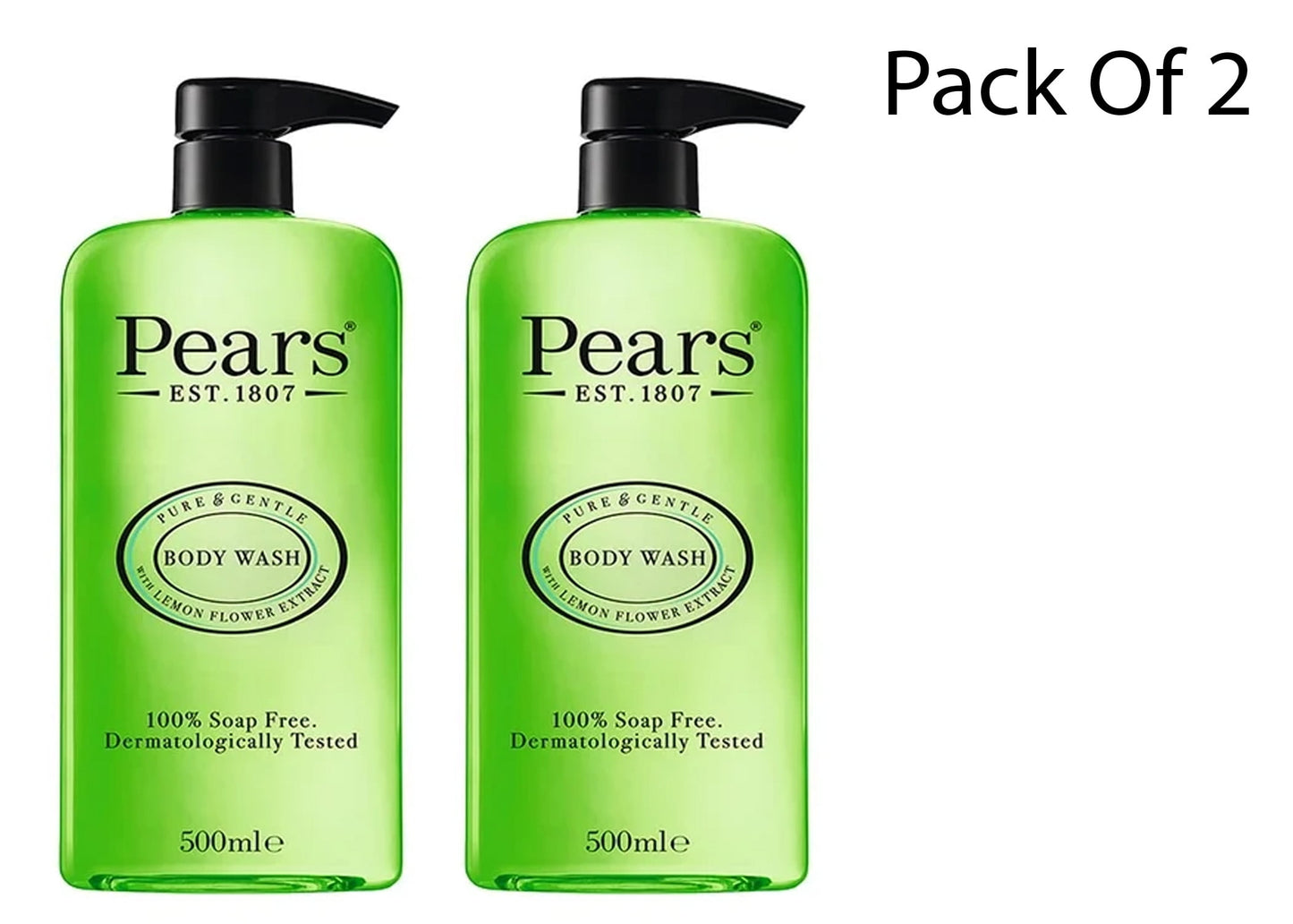 Pears Pure and Gentle BodyWash Lemon Flower Extract 500 Ml (Pack Of 2)