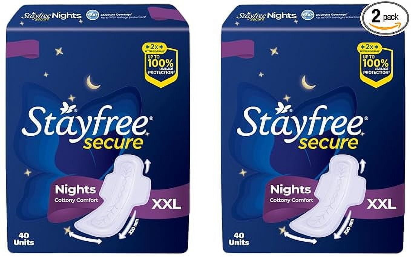 Stayfree Secure Nights | Cottony Soft Sanitary Pads for Women | Upto 100% leakage protecti