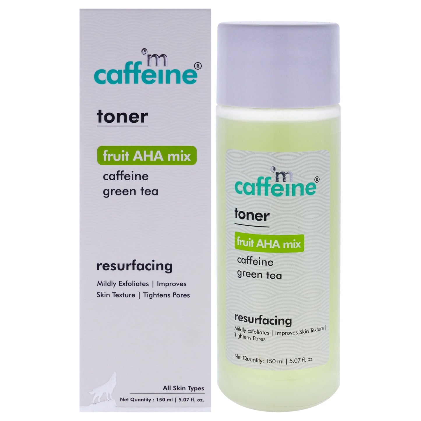 Fruit AHA Mix and Caffeine Green Tea Resurfacing Toner - All Skin Types by mCaffeine for U
