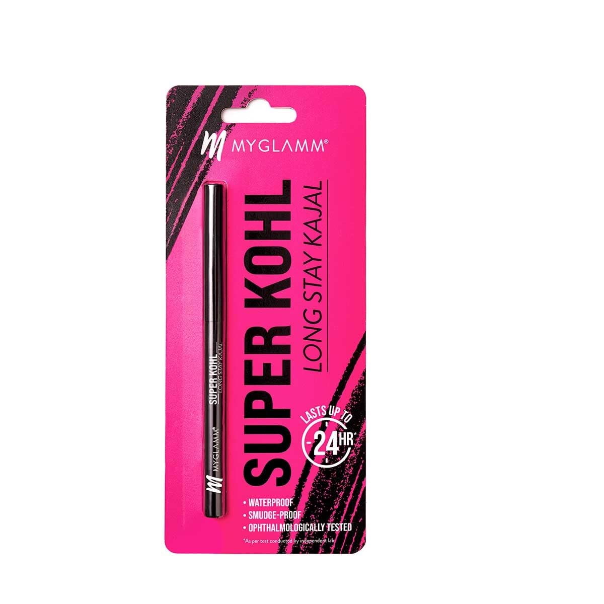 Myglamm Super Kohl Long Stay Kajal Matte Finish - 0.3G | Black Eye Kajal Pencil | Long Las
