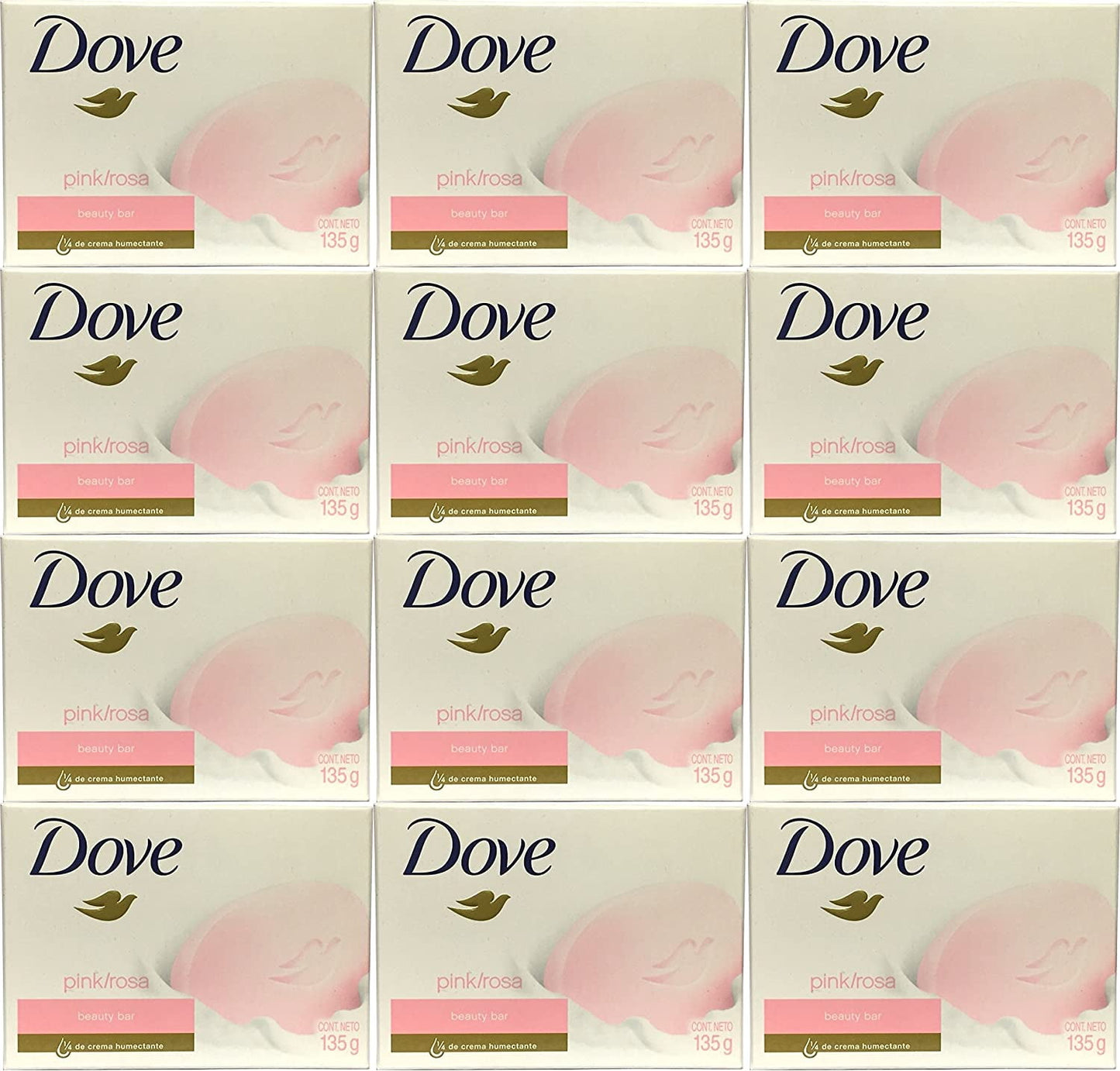 Dove Beauty Bar Pink Soap 4.75 Oz / 135 Gr (Pack of 12 Bars)