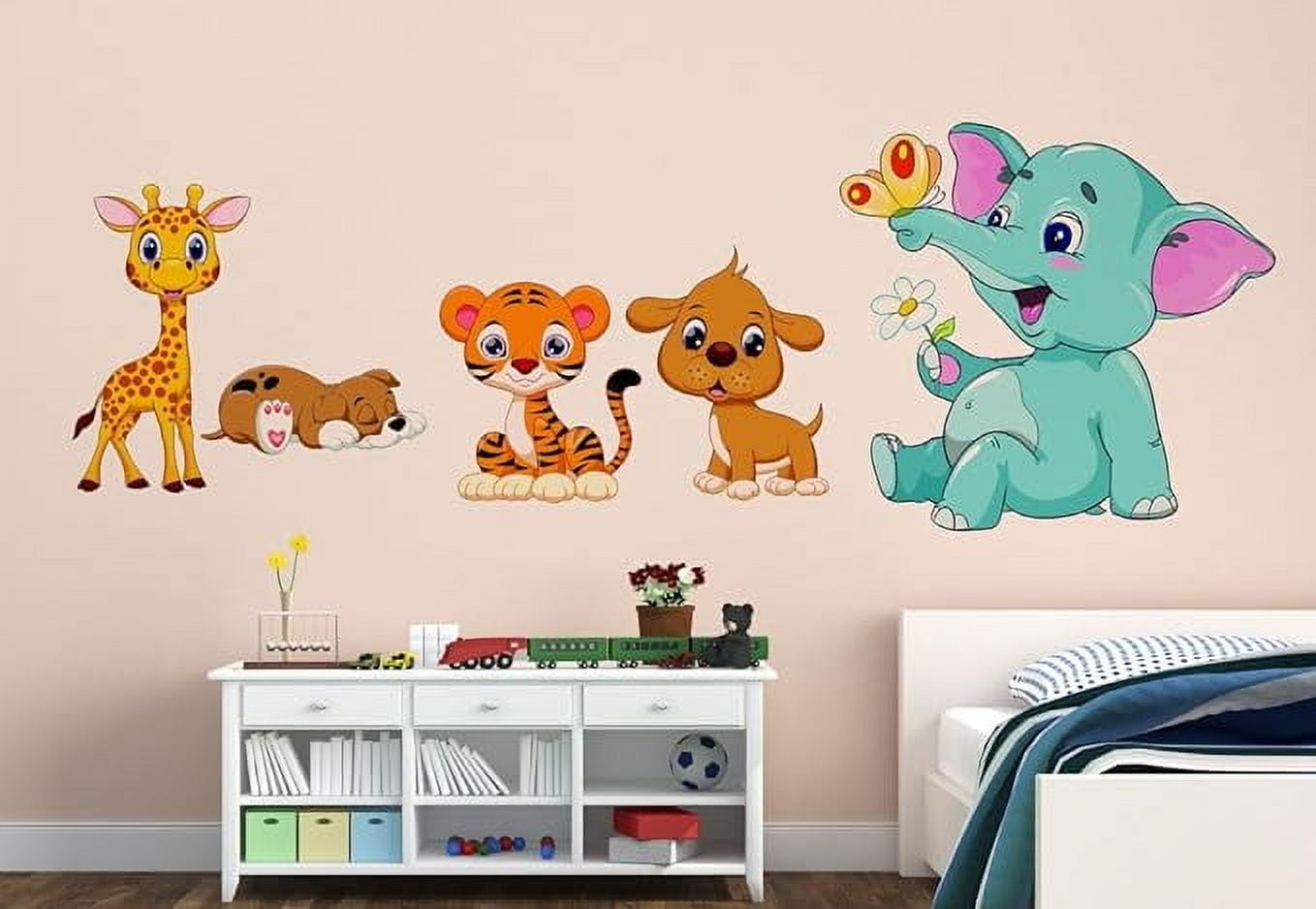 Accessorize Kingdom ' Happy Joy Animals-1' Wall Sticker (Vinyl, 45 cm x 130 cm, Multicolor