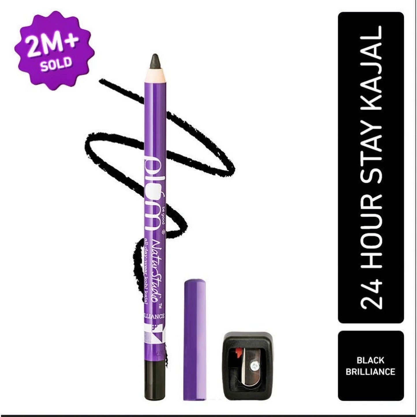 Plum Natur Studio All-Day-Wear Kohl Kajal - Black Brilliance + Free sharpener