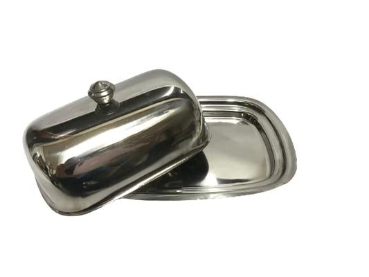 iKonbi Stainless Steel Round/Dome Shape Butter Dish/Butter Pot with Lid- Set of 2