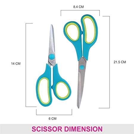 iKonbi Stainless Steel Multipurpose Double Scissor Set with Comfort Grip Handle for Paper, Photos, Craftsissor -8.5/5.5 inch - 2.3mm/1.5 mm,Medium