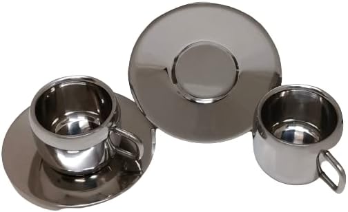 iKonbi Stainless Steel Apple Cups with Saucers Set of 2
