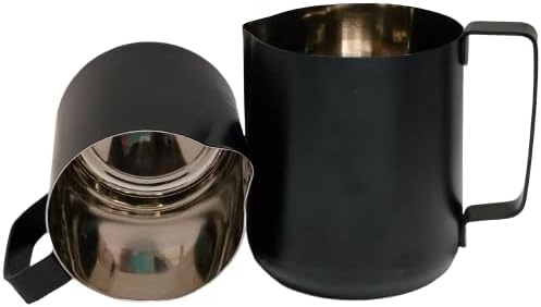iKonbi Stainless Steel Milk Jug Black Matte, 800/600 ml, Set of 2