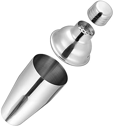 iKonbi Stainless Steel Cocktail Shaker 500ml and Shot Glass for Party Martini Drink Shaker with Built-in Strainer for Bartending and Home Steel Margarita Cobbler Shaker Mixer