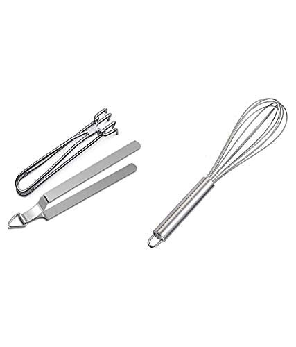 iKonbi Stainless Steel Chapati Roti Chimta with Pakkad Utensil Holder and Whiskers