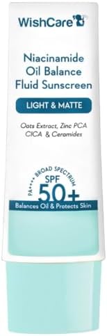 WishCare 5% Niacinamide Oil Balance Fluid Sunscreen SPF 50 PA++++ - Lightweight Matte Suns