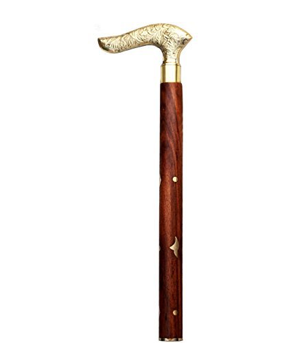 iKonbi Handcrafted Walking Stick Eagle Shape 3 Removable Parts Golden top of Eagle Shape Ideal for Old Age Trekking and Fancy Parties 36 Inches Long Sturdy