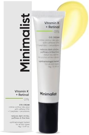Minimalist Vitamin K + Retinal 01% Under Eye Cream | Reduces Dark Circles, Fine Lines | Wi