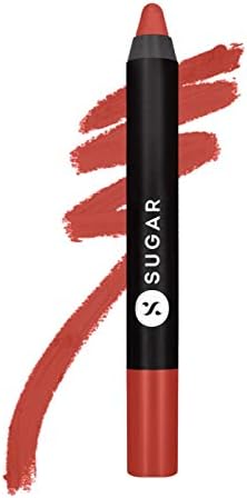 SUGAR Cosmetics Matte As Hell Crayon Lipstick With Free Sharpner, Long Lasting Matte Lip C