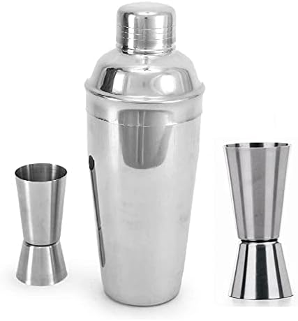 iKonbi Deluxe Cocktail Shaker Stainless Steel, 500 ml with 2 Tall Peg Measures