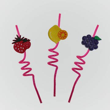 iKonbi Curly 4 PCS Reusable Straws Smoothie Drinking Straws for Milkshakes Frozen Drinks Random Colour & Design