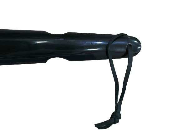 iKonbi Crafted Stylish Shoe Horn in Black Mirror Finish Shade 13 Inches Long with Leather Belt to Hang Made of Horns