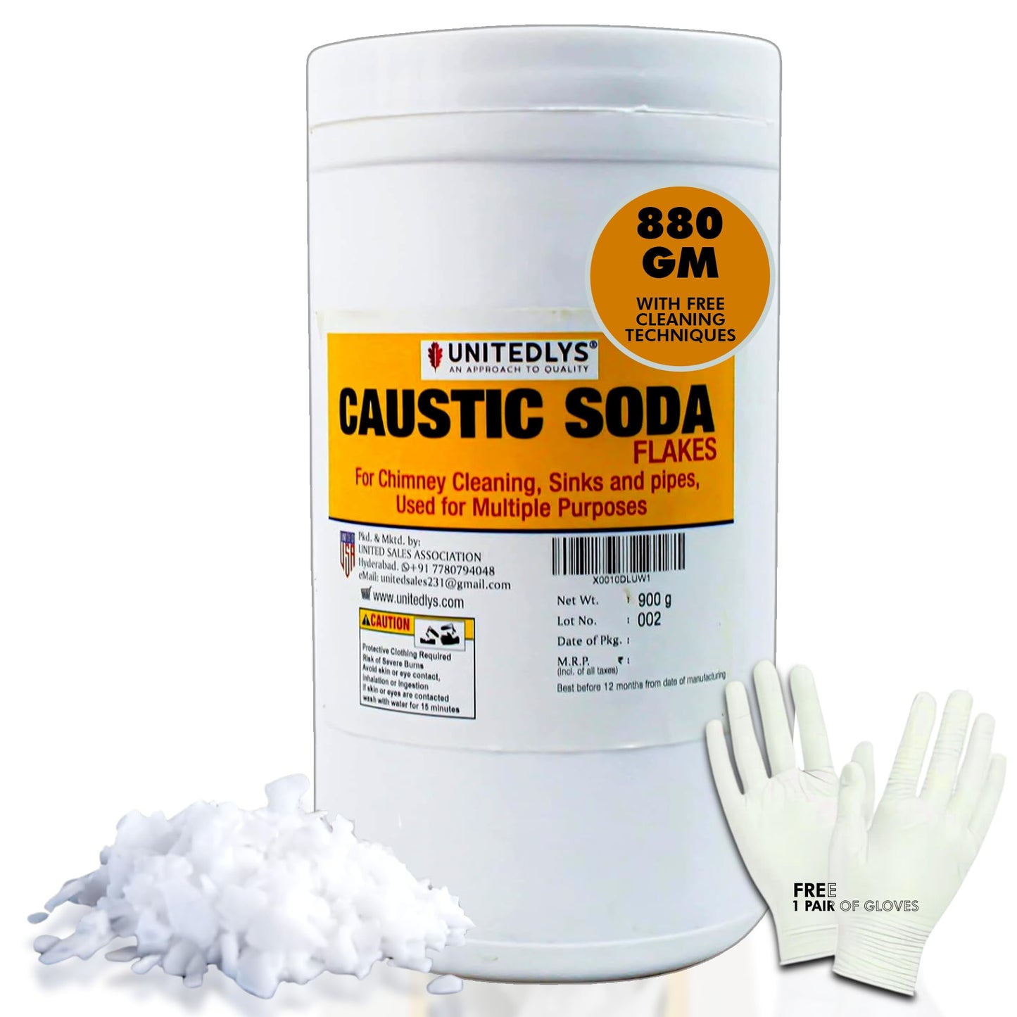 Unitedlys® Caustic Soda - Fast-Acting, Non-Toxic & Odorless Formula to Clear Blockages In