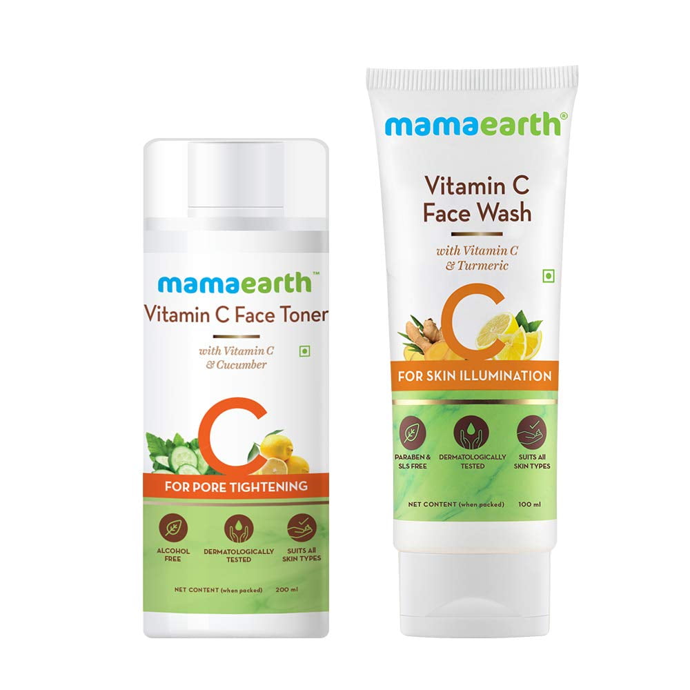 Mamaearth Vitamin C Glowing Skin Combo(Vitamin C - FaceWash 100Ml + Toner 200Ml)