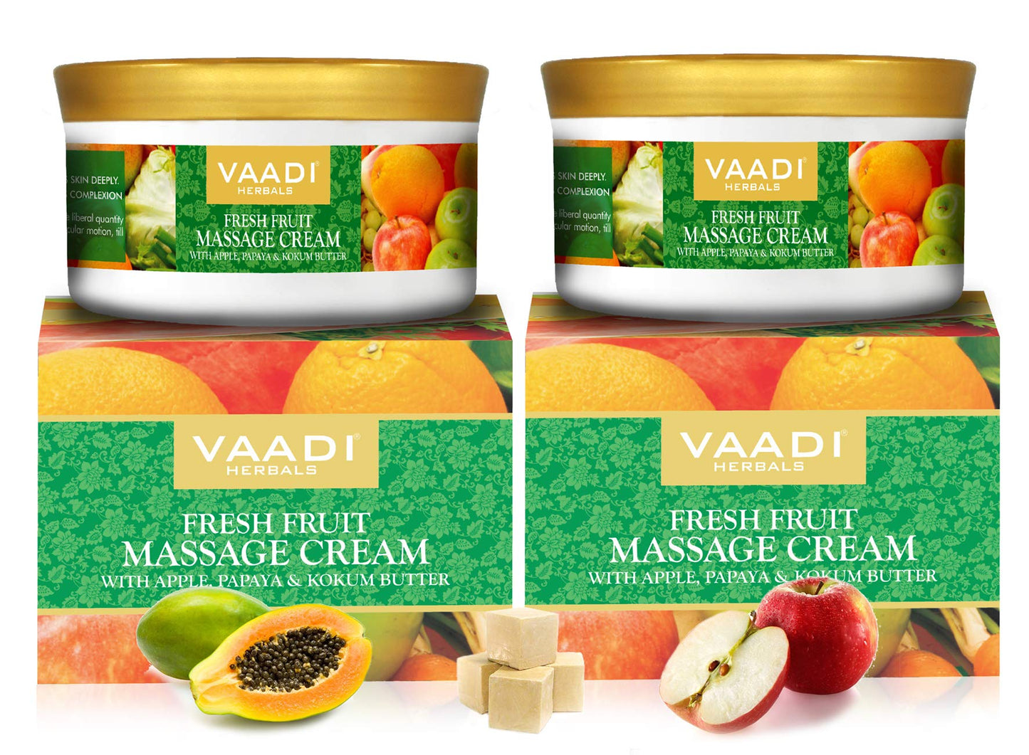 Vaadi Herbals Fresh Fruit KF05Massage Cream with Apple, Papaya & Kokum Butter, 5.3 Ounce E