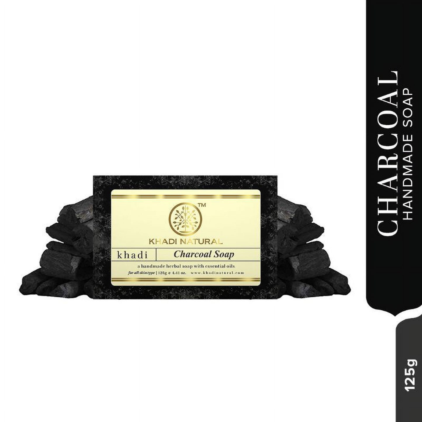 Khadi Natural Charcoal Handmade Soap Reduce Acne & Blackheads(125gm)