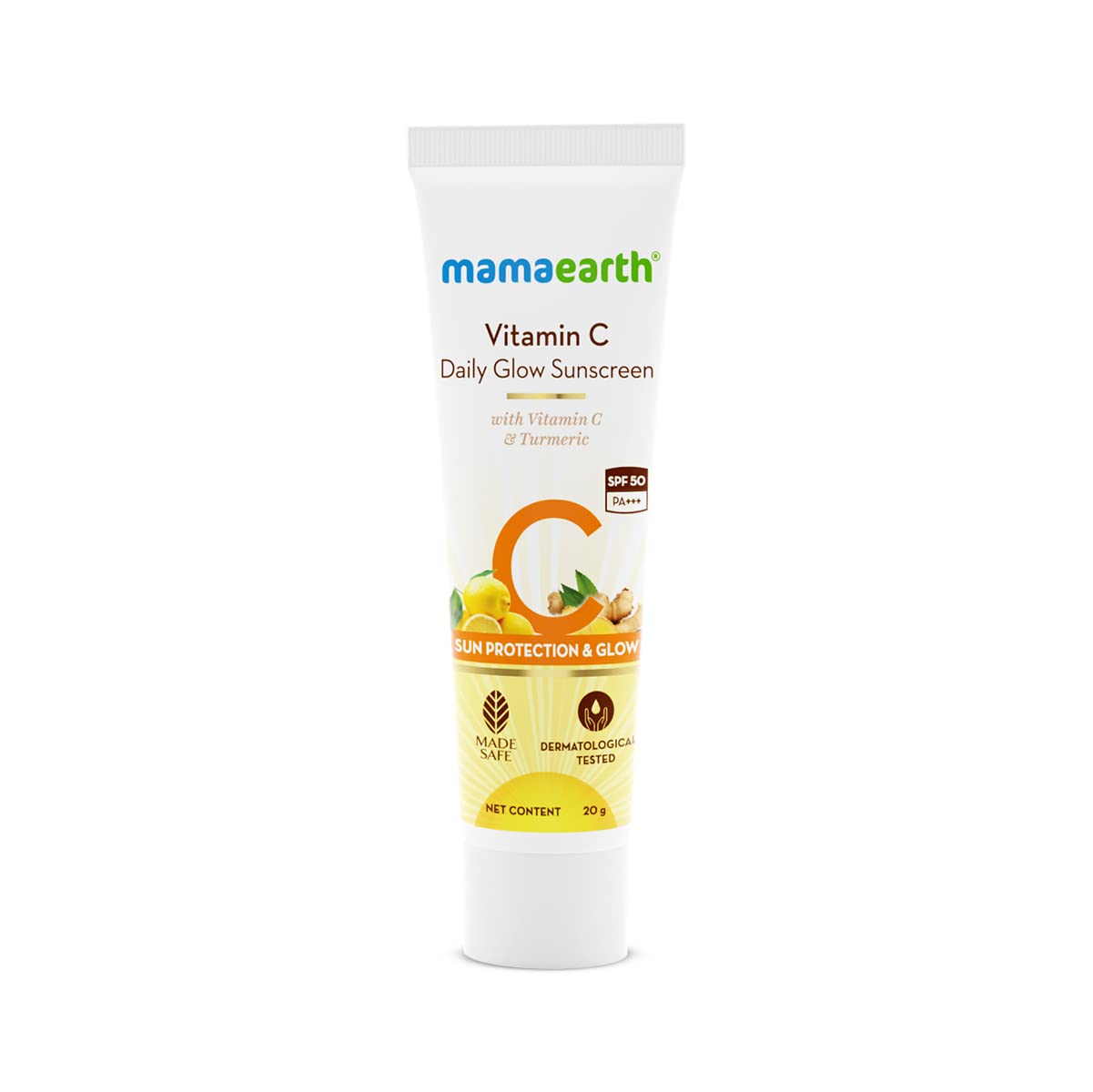 Mamaearth Vitamin C Daily Glow Sunscreen: SPF 50 PA+++, Vitamin C & Turmeric, 80