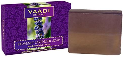 Vaadi Herbals Lavender Soap (Lavender Extract Bar Soap) with Rosemary Oil - Handmade Herbal Soap (Aromatherapy) with 100% Pure Essential Oils - ALL Natural - Each 2.65 Ounces -