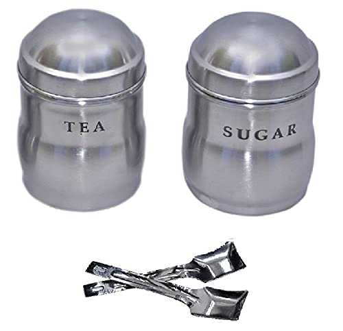 iKonbi Stainless Steel Maharaja Tea&Sugar Canister With Spoon- Set Of 2