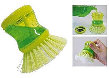iKonbi 2 Pcs Cleaning Brush with Soap Dispenser for Kitchen Sink Dish Washer Random Colors