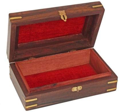 iKonbi Multipurpose Handcrafted with Floral Carvings Antique Finished Wooden Jewellery Box Organiser 8 x 5 Brown