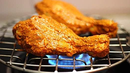 iKonbi Stainless Steel Roaster Papad Jali, Roti Grill, Chapati Barbecue Grill with Wooden Handle