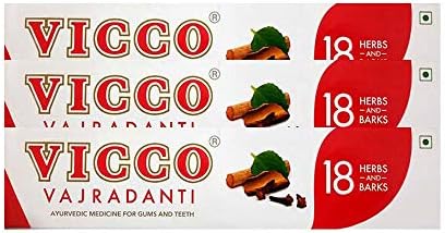 Vicco Vajradanti Ayurvedic Toothpaste for Strong Teeth and Gums 200 grams 3-pack (3 x 200